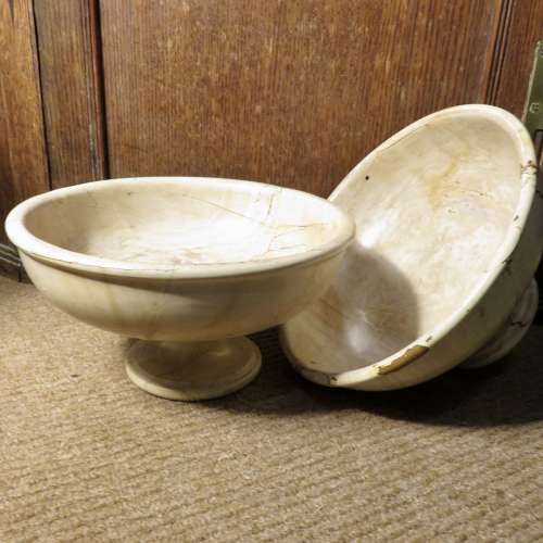 Pair of Scagliola pedestal tazza bowls