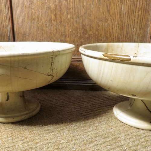 Pair of Scagliola pedestal tazza bowls
