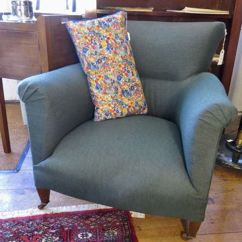 Compact 19thC upholstered armchair