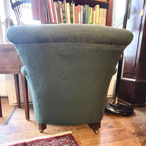 Compact 19thC upholstered armchair