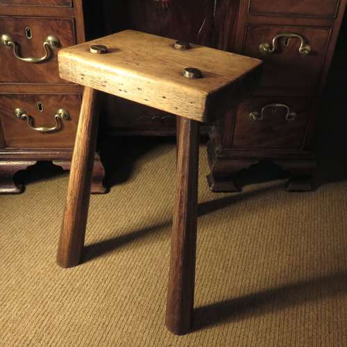 19thC Pine and Beech tripod stool