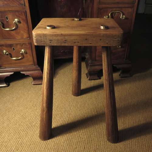 19thC Pine and Beech tripod stool