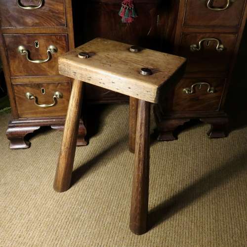19thC Pine and Beech tripod stool