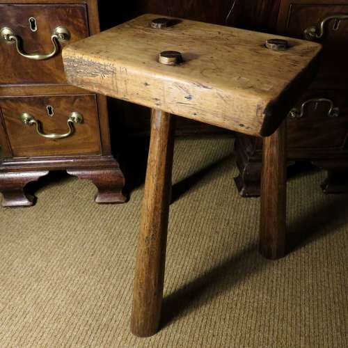 19thC Pine and Beech tripod stool