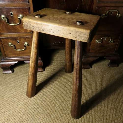 19thC Pine and Beech tripod stool