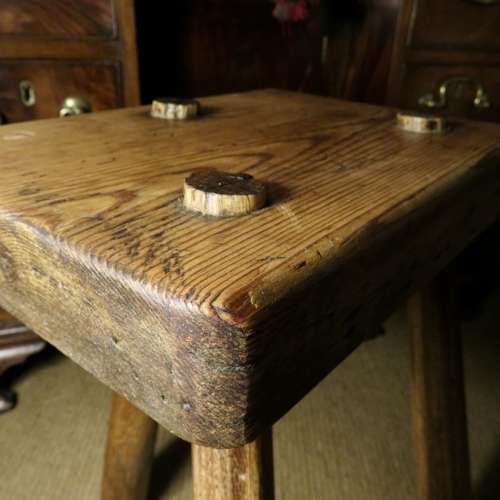 19thC Pine and Beech tripod stool