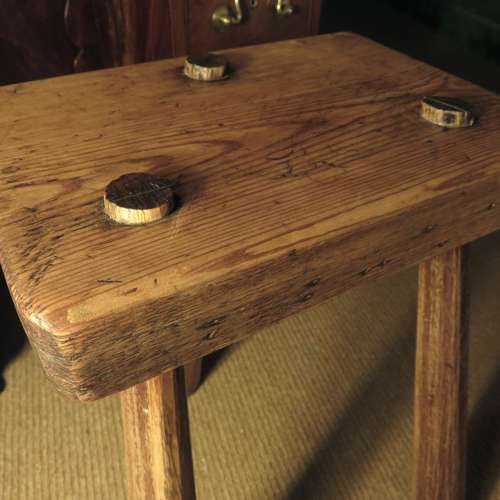 19thC Pine and Beech tripod stool