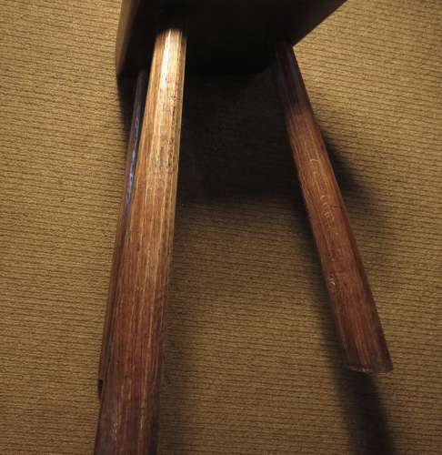 19thC Pine and Beech tripod stool