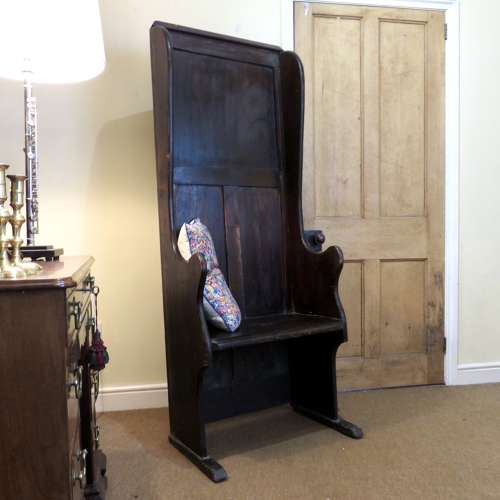 19thC single seat high back settle