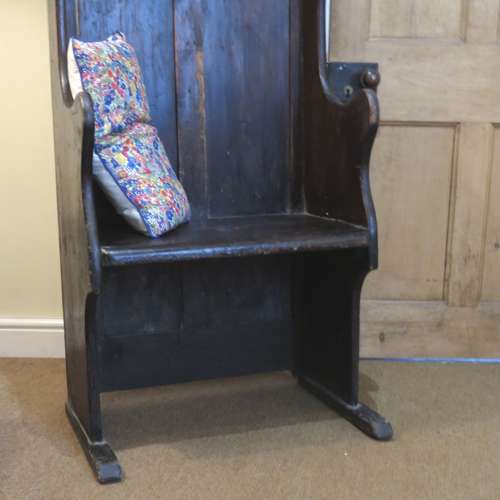 19thC single seat high back settle