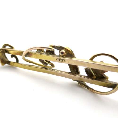 9ct Gold Turquoise and Seed Pearl Brooch in original box