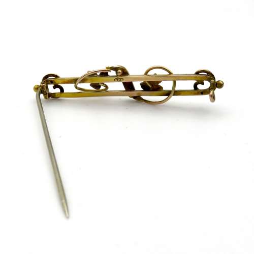 9ct Gold Turquoise and Seed Pearl Brooch in original box