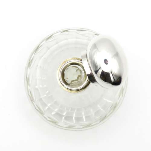 Silver and Glass round perfume bottle with stopper, 1924
