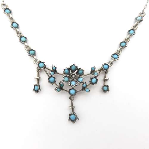High Victorian Silver & Turquoise necklet