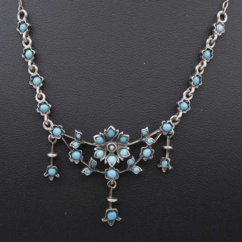 High Victorian Silver & Turquoise necklet