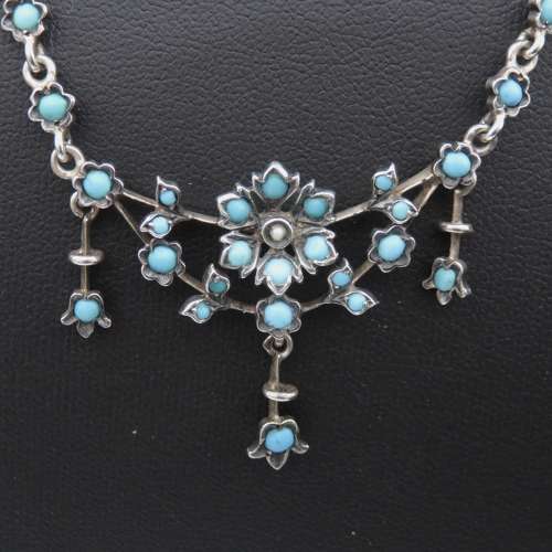 High Victorian Silver & Turquoise necklet