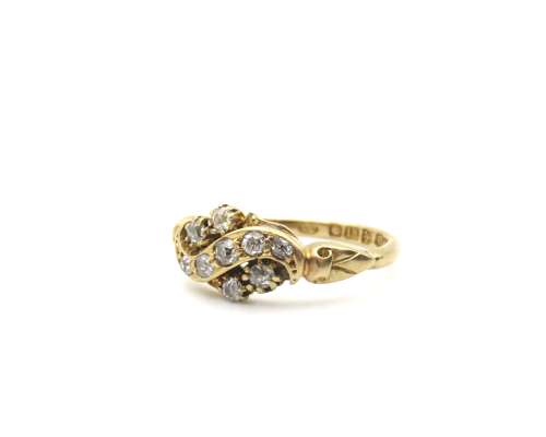 18ct Gold and Diamond cross-over ring Size J