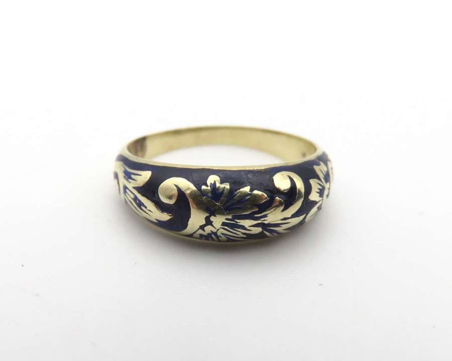 14ct gold and deep blue enamel ring - with FREE delivery