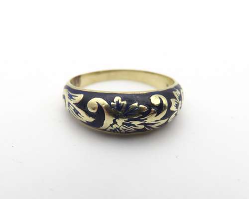 14ct gold and deep blue enamel ring - with FREE delivery