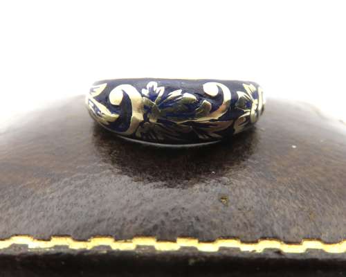 14ct gold and deep blue enamel ring - with FREE delivery