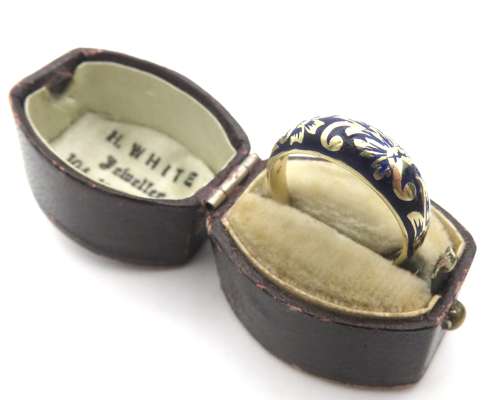 14ct gold and deep blue enamel ring - with FREE delivery