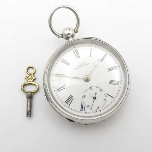 19thC key wound Silver pocket watch by American Waltham Watch Co