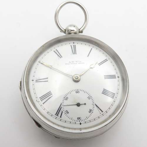 19thC key wound Silver pocket watch by American Waltham Watch Co