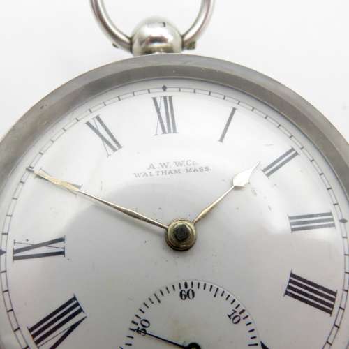 19thC key wound Silver pocket watch by American Waltham Watch Co