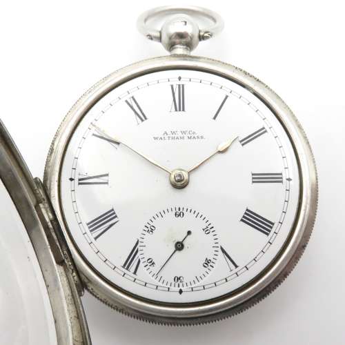 19thC key wound Silver pocket watch by American Waltham Watch Co