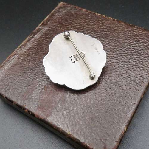 Geog Jensen silver and lapis petal brooch