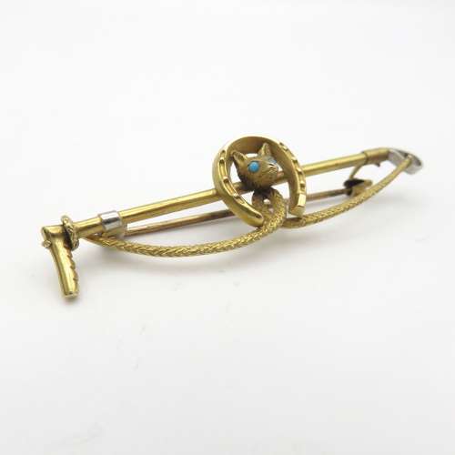 15ct gold & turquoise brooch