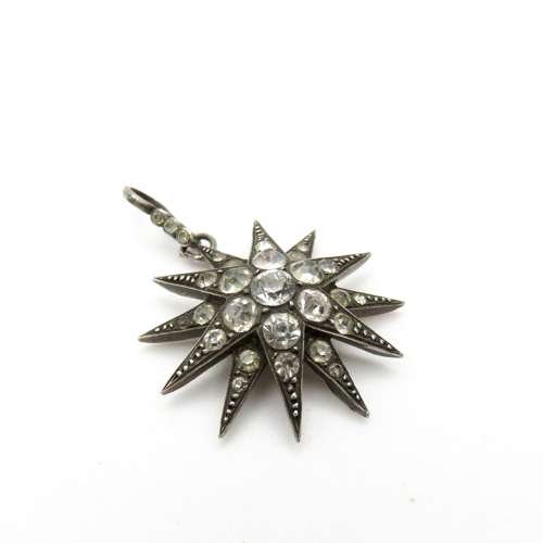 Edwardian paste and silver starburst pendant - FREE UK DELIVERY