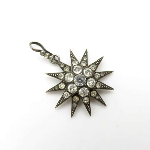 Edwardian paste and silver starburst pendant - FREE UK DELIVERY