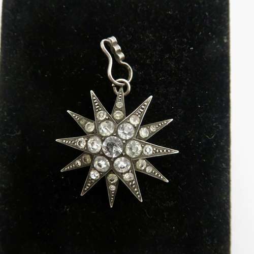 Edwardian paste and silver starburst pendant - FREE UK DELIVERY