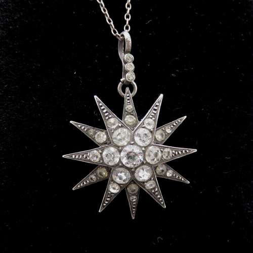 Edwardian paste and silver starburst pendant - FREE UK DELIVERY