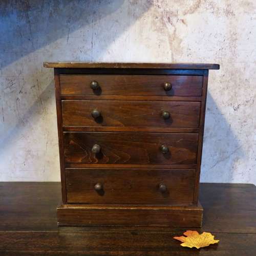 19thC Stained pine tabletop specimen chest