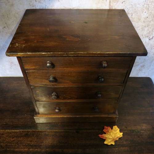 19thC Stained pine tabletop specimen chest