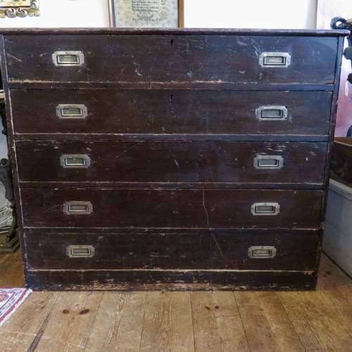 Early 20thC Campaign style plan chest