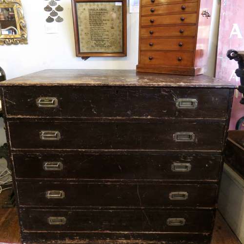 Early 20thC Campaign style plan chest