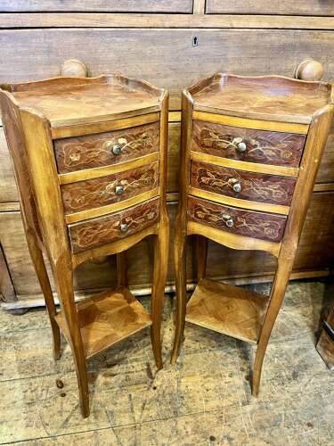 A pair of very small French bedside cabinets