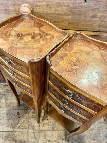A pair of very small French bedside cabinets
