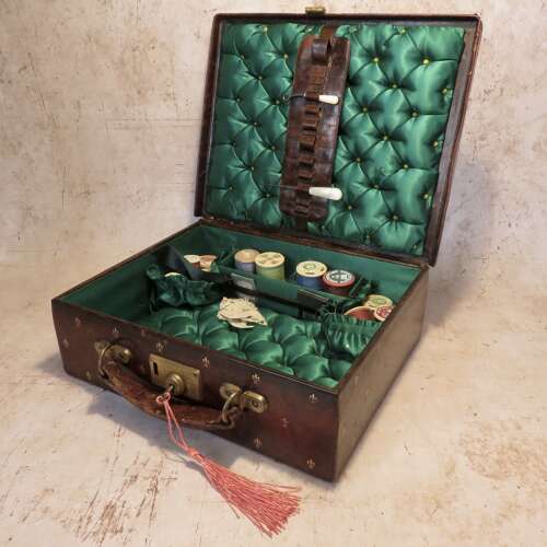 19th century leather sewing case