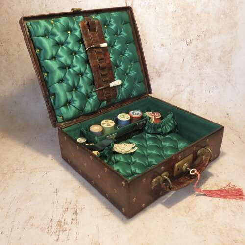 19th century leather sewing case