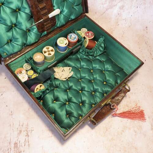 19th century leather sewing case