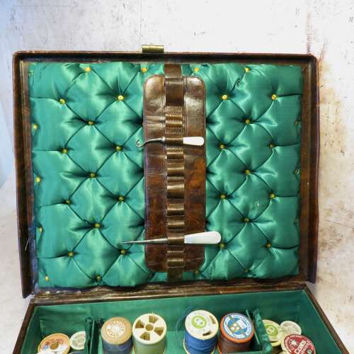 19th century leather sewing case