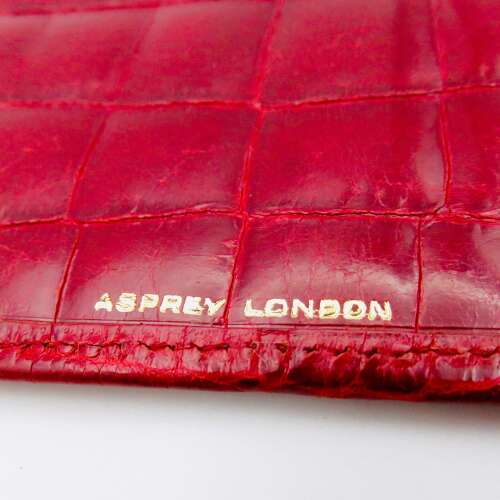 Asprey London red crocodile skin and 9ct gold luxury wallet