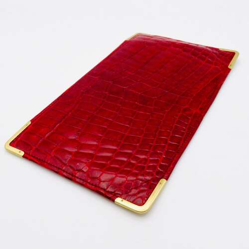 Asprey London red crocodile skin and 9ct gold luxury wallet