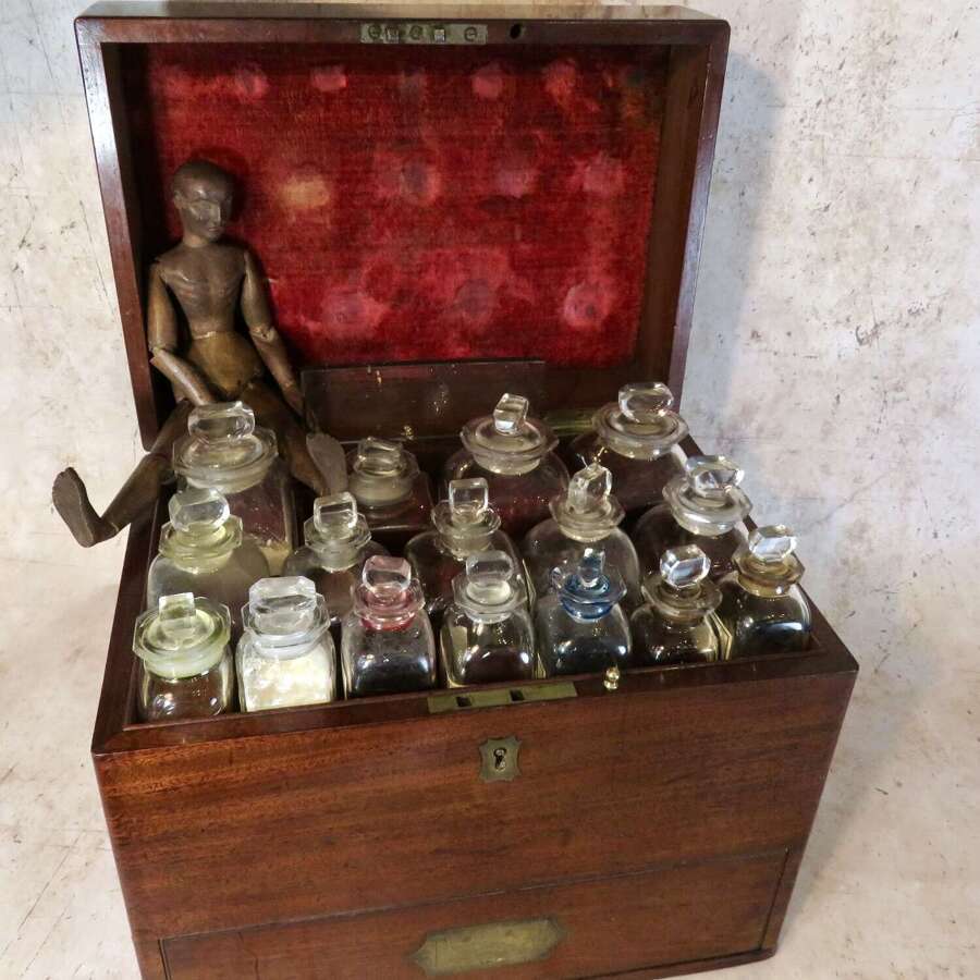 Victorian medical apothecary chest and contents