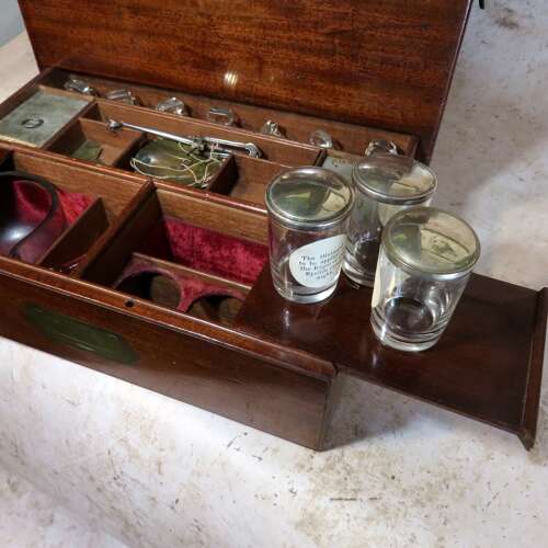 Victorian medical apothecary chest and contents