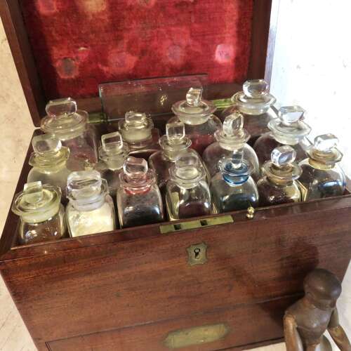 Victorian medical apothecary chest and contents